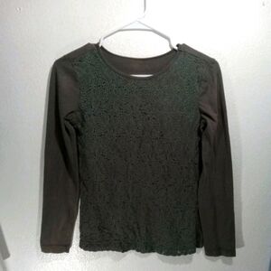 Van Heusen Dark Green Lace Women's Long Sleeve Shirt